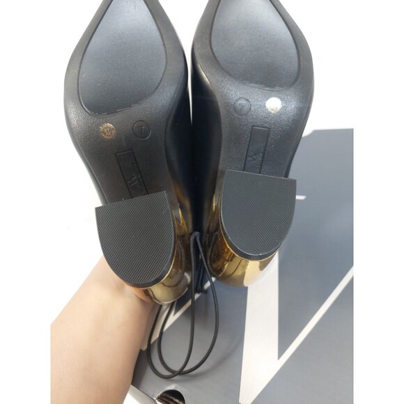 Worthington Women's Size 7 Nelda Mules 7M Black Gold Shiny Heel Slip On - Picture 12 of 13